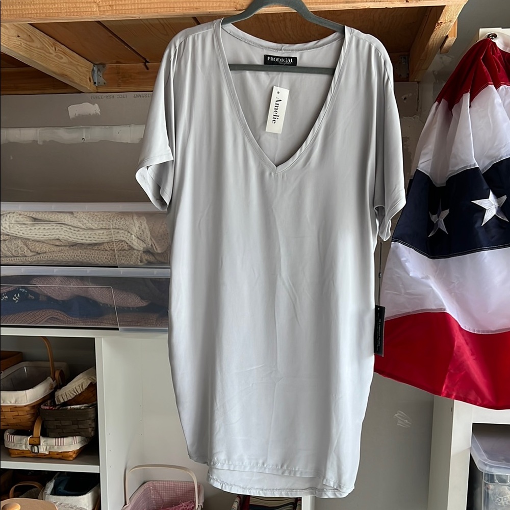 Gray V-Neck Women's Dress